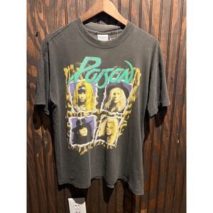 Vintage 1990 Poison Flesh & Blood Tour Shirt Brockum Single Stitch XL Black
